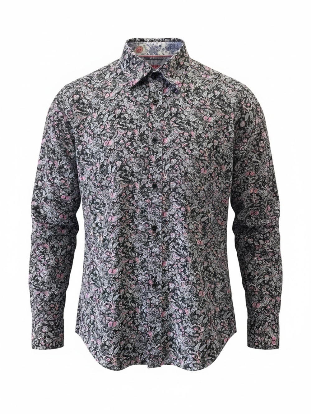 Strauss Men's Black Paisley Print Button-Up Shirt Size Medium